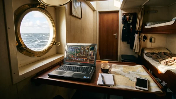 offline gaming laptop at sea